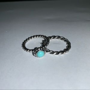 Pandora Ring Set - Silver & Turquoise